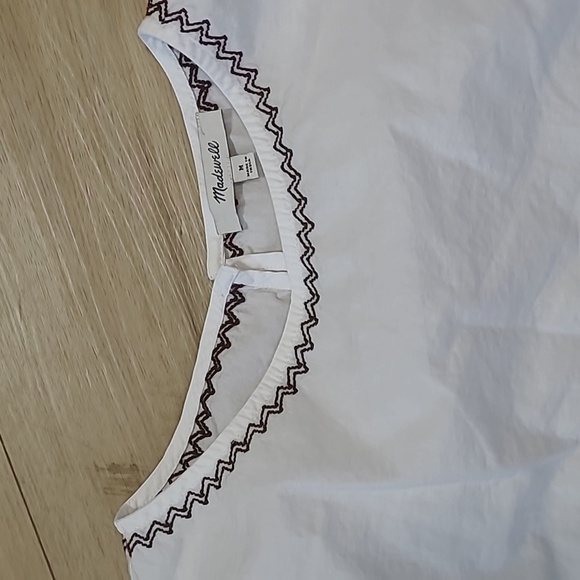 Madewell Embroidered Poplin Balloon Sleeve Top Blouse Cotton White Medium - Picture 2 of 9